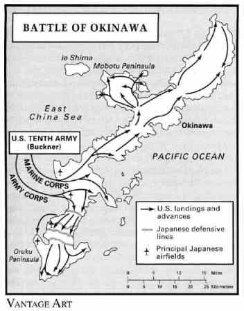 Mappa della battaglia di Okinawa. Fonte:japanfocus.org/-Aniya-Masaaki/2629 
